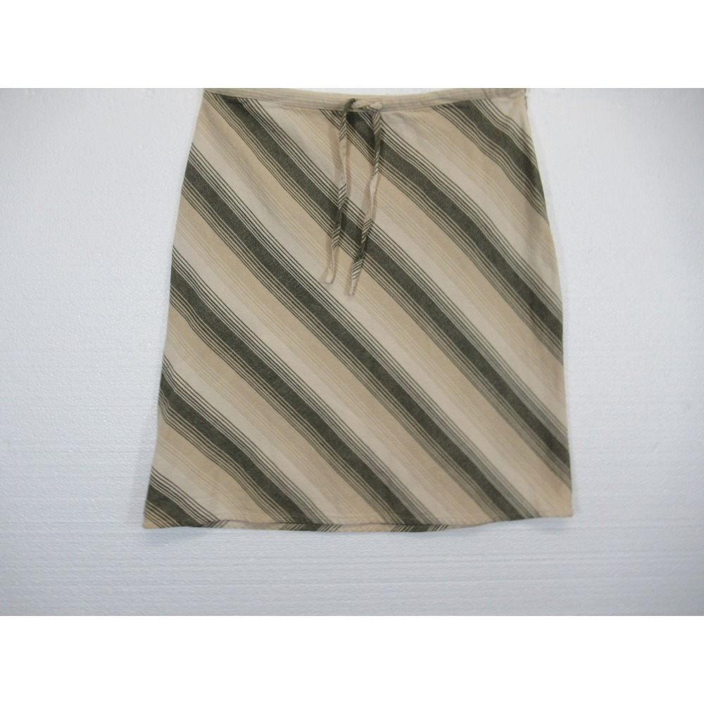 Vintage Y2K Old Navy Mini Skirt Women 6 Beige/Green Stripe Cotton